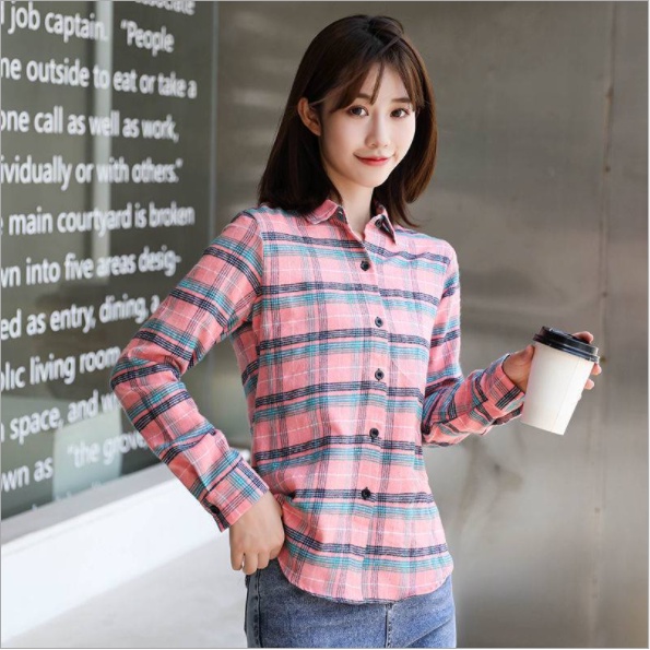 Sơ mi nữ ulzzang dài tay kẻ caro S22