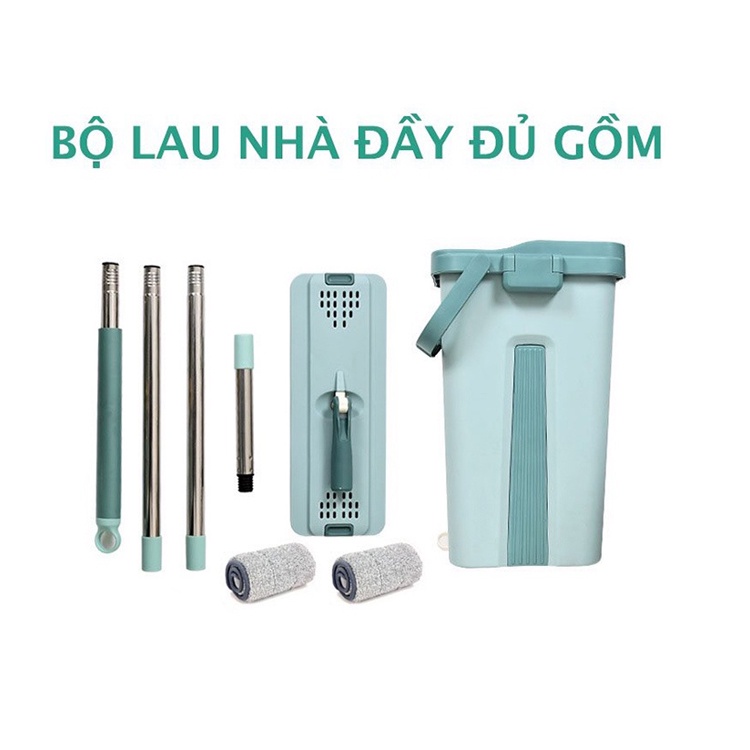 Bộ chổi lau nhà thông minh cây lau nhà tự vắt thông minh 360 độ được tặng kèm 2 bông - Movava