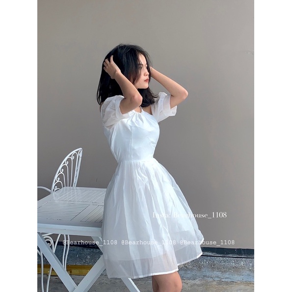 VÁY ĐẦM TRẮNG VOAN TƠ CỔ YẾM TIỂU THƯ | BigBuy360 - bigbuy360.vn