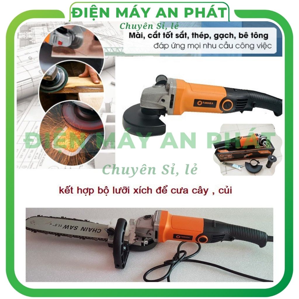 Máy mài góc cắt gạch sắt gỗ cầm tay mini Tanaka Lõi Đồng công suất 950W giá rẻ