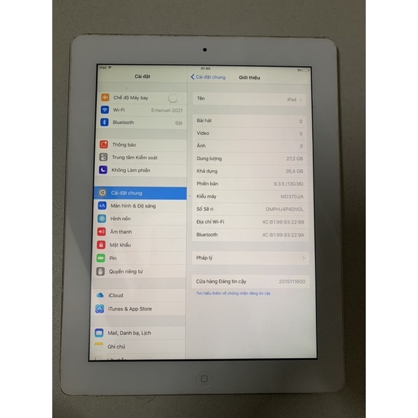 apple ipad 3 chính hảng apple bản wifi 32gb màn hình 10.9inch