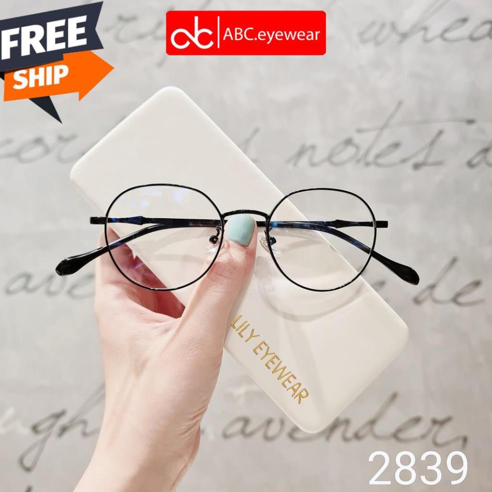 Gọng kính cận nam nữ ABCeyewear mắt tròn kim loại siêu nhẹ phù hợp mặt nhỏ 2839