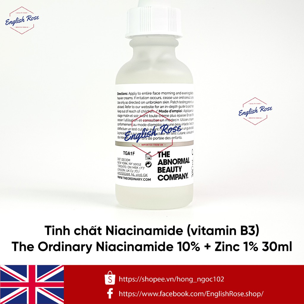 Tinh chất ngừa mụn sáng da The Ordinary Niacinamide 10% + Zinc 1%