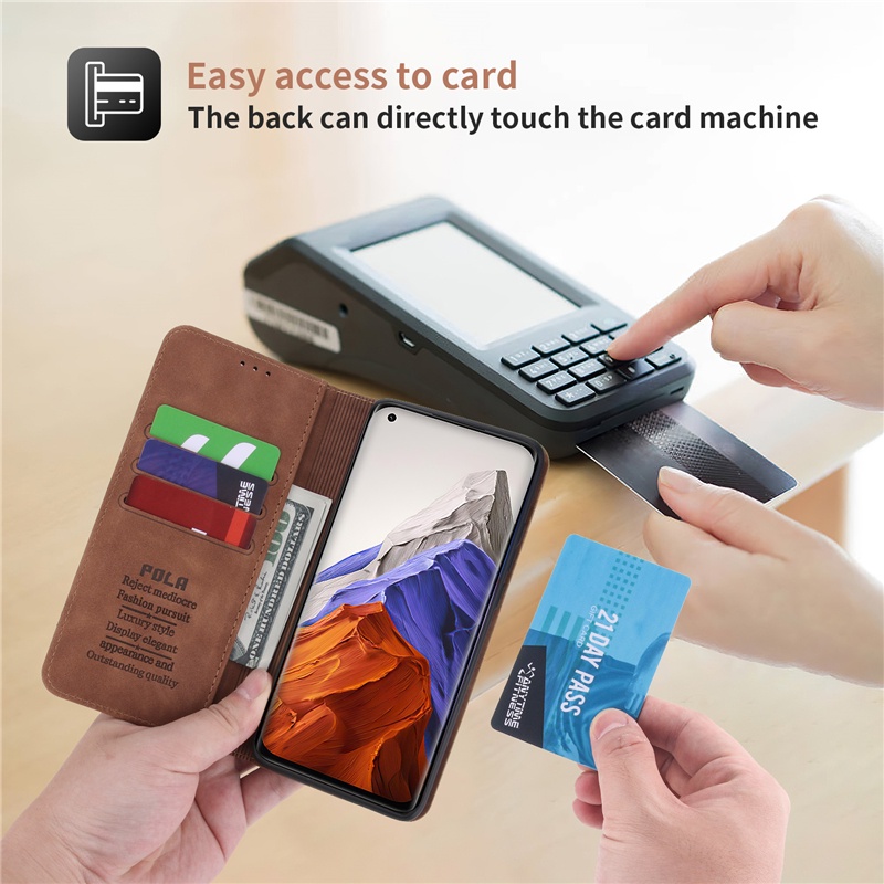 Bao Da Điện Thoại Nắp Lật Nam Châm Có Ngăn Đựng Thẻ Cho Xiaomi POCO X4 X3 GT M4 M3 Pro NFC Redmi 10 C A Note11 s Pro Vỏ