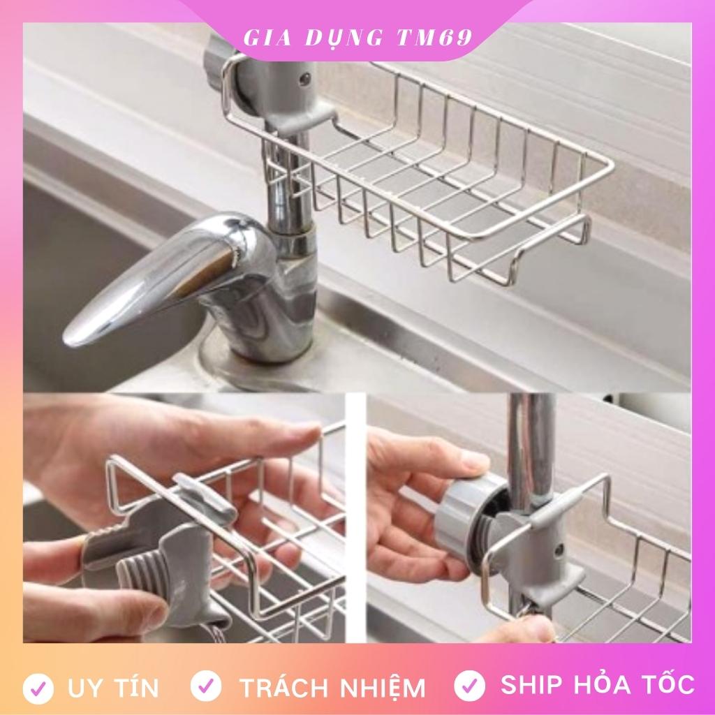 Giá Để Đồ Rửa Chén Giẻ Rửa Bát Treo Vòi Nước, Kệ Để Miếng Rửa Chén Bát Đựng Đồ Bằng Inox Đa Năng