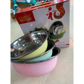 Sét 3 tô inox đựng thực phẩm cho gia đình đủ kích cỡ 22/ 24/ 26cm mẫu mới độc đáo