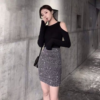 Chân Váy Ôm Kim Sa Lưng Cao