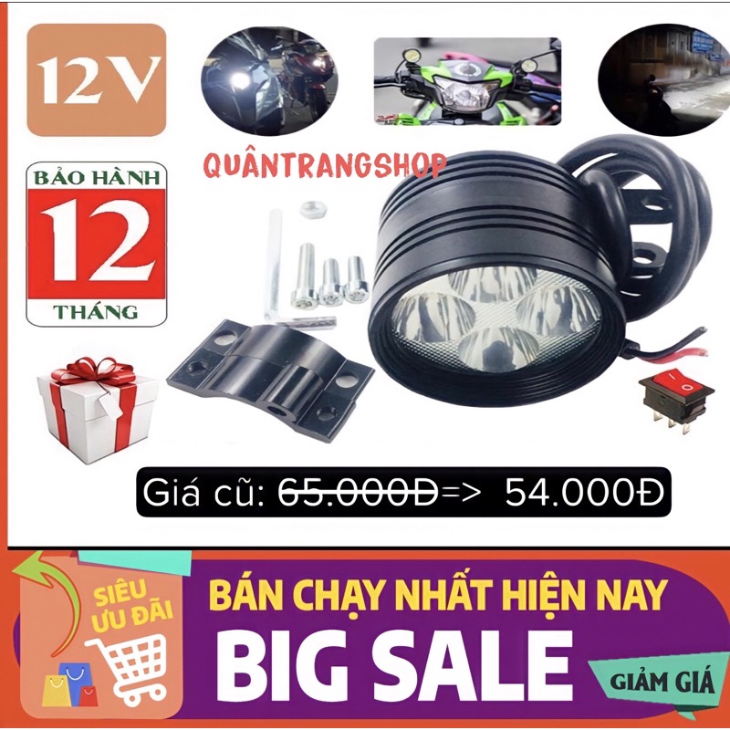 Đèn Led trợ sáng L4 ngắn 3 chế độ.Full phụ kiện,bảo hành 2 năm
