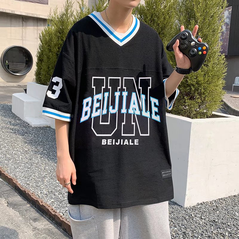 Áo Thun Nam Ngắn Tay In Chữ Phong Cách Hip hop Năng Động