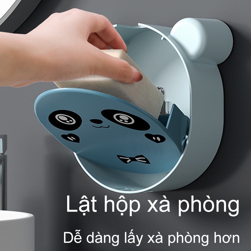 Hộp Đựng Xà Phòng Hình Gấu, Lắp Lật Không Khoan Tường. Hộp Đựng Xà Phòng Chống Đọng Nước Hình Gấu Siêu Dễ Thương