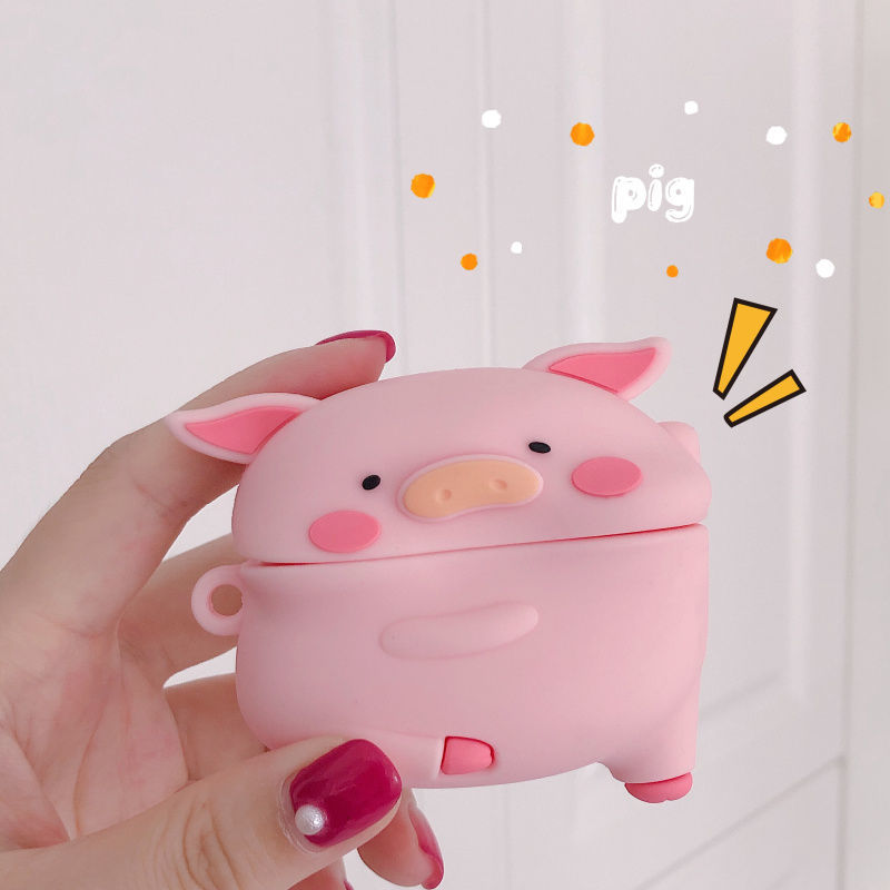 Vỏ Hộp Bảo Vệ Cho Tai Nghe Airpods 1 / 2 / Pro Hình Heo Xinh Xắn