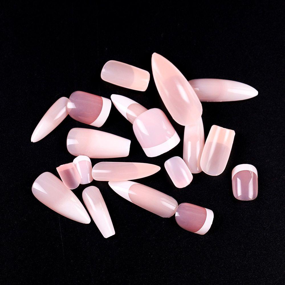 Bộ Móng Tay Giả Họa Tiết Trăng Lưỡi Liềm Tự Nhiên