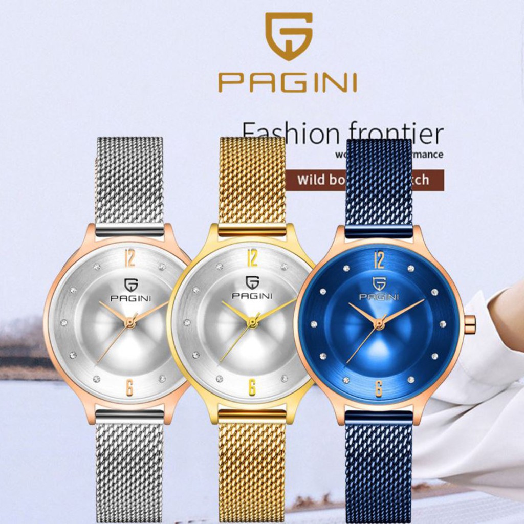Đồng hồ đeo tay nữ thời trang Pagini PA2188 dây kim loại cao cấp siêu bền, chống nước, chống xước | BigBuy360 - bigbuy360.vn