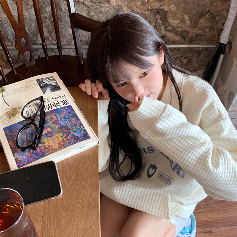 【Guimi】Áo sweater tay dài dáng rộng màu sắc trẻ trung phong cách Hàn Quốc cho bạn gái | BigBuy360 - bigbuy360.vn