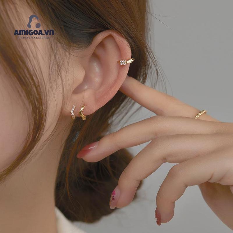 Khuyên Tai Bạc Dạng Vòng Cá Tính Dành Cho Nữ