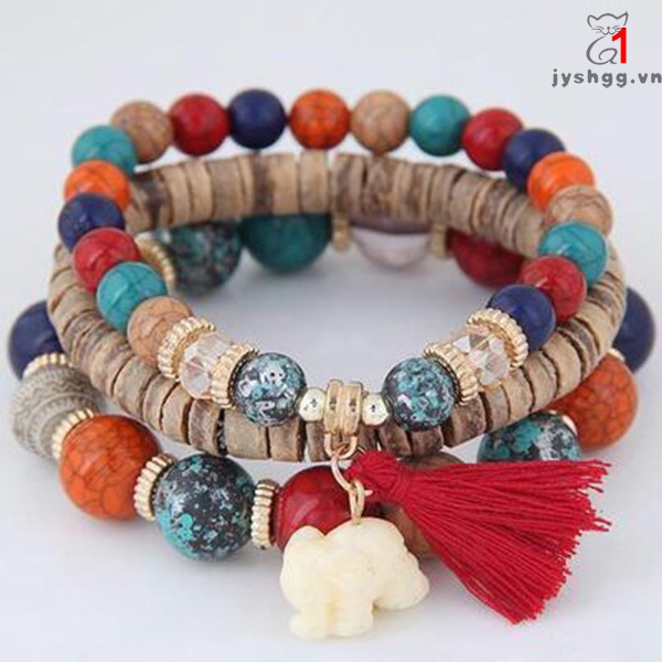 Set 3 Vòng Tay Chuỗi Hạt Nhân Vật Hoạt Hình Vintage Cho Nữ