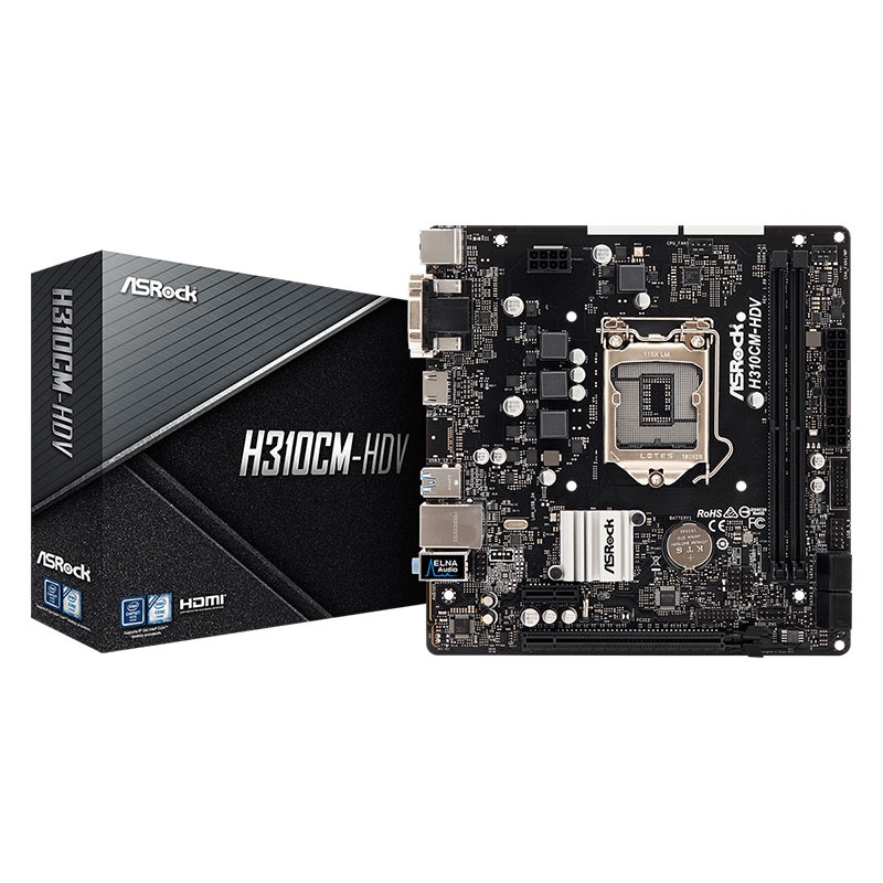 Mainboard ASROCK H310CM HDV (Intel H310, Socket 1151, m-ATX, 2 khe RAM DDR4) - Hàng chính hãng