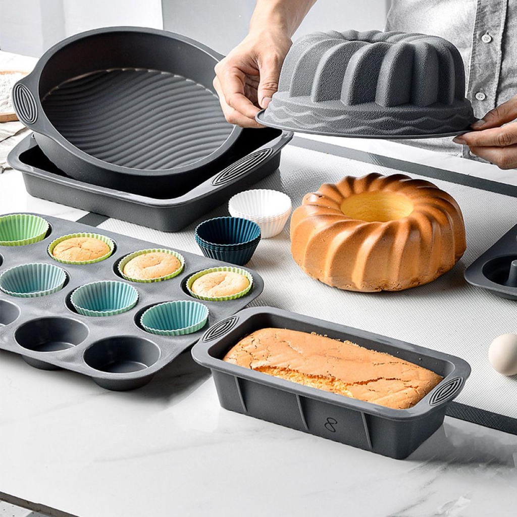 Bộ 12 Khuôn Silicone Nướng Bánh Tái Sử Dụng Được