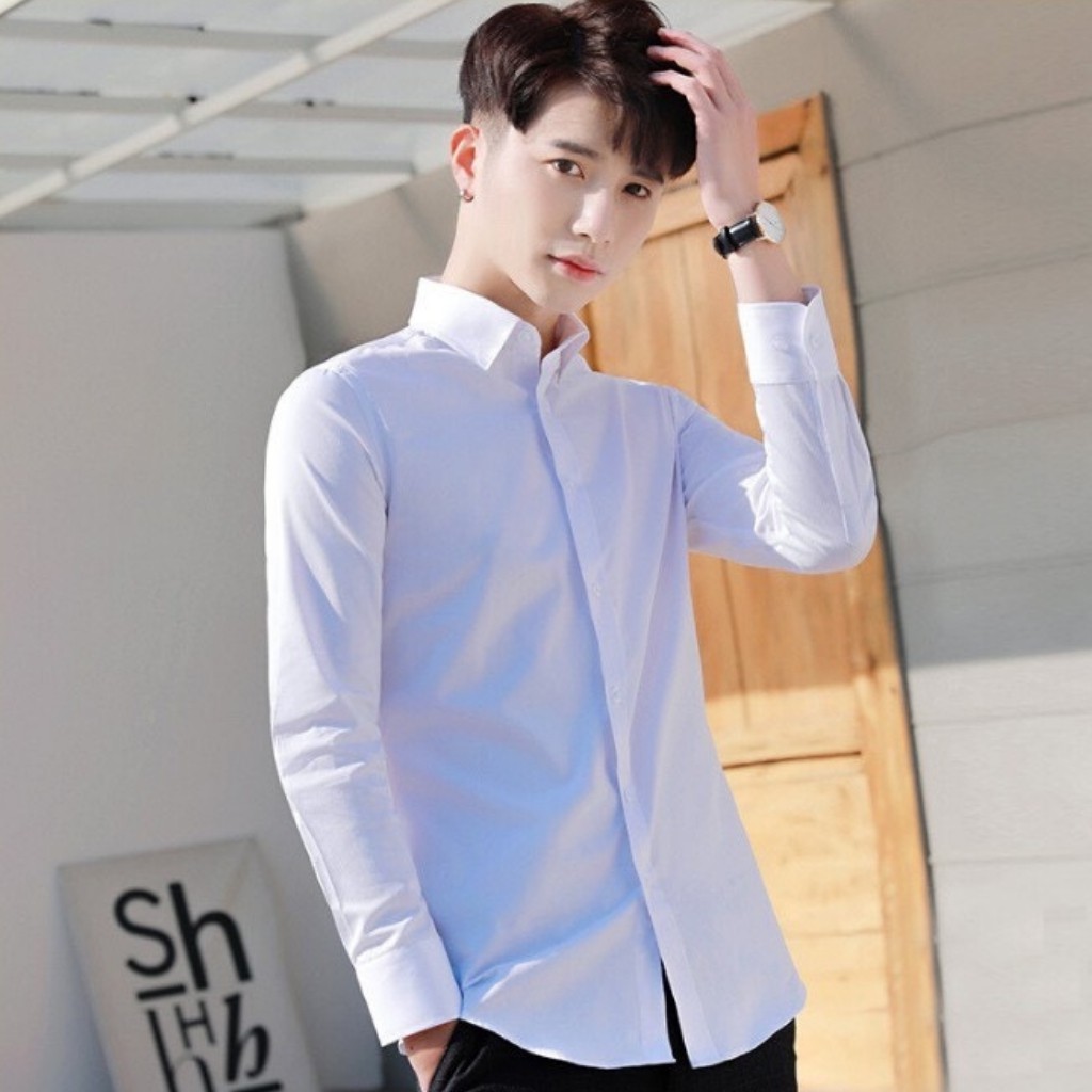 Áo sơ mi nam dài tay, sơ mi trắng nam công sở lụa đẹp hàn quốc cao cấp form rộng. | BigBuy360 - bigbuy360.vn