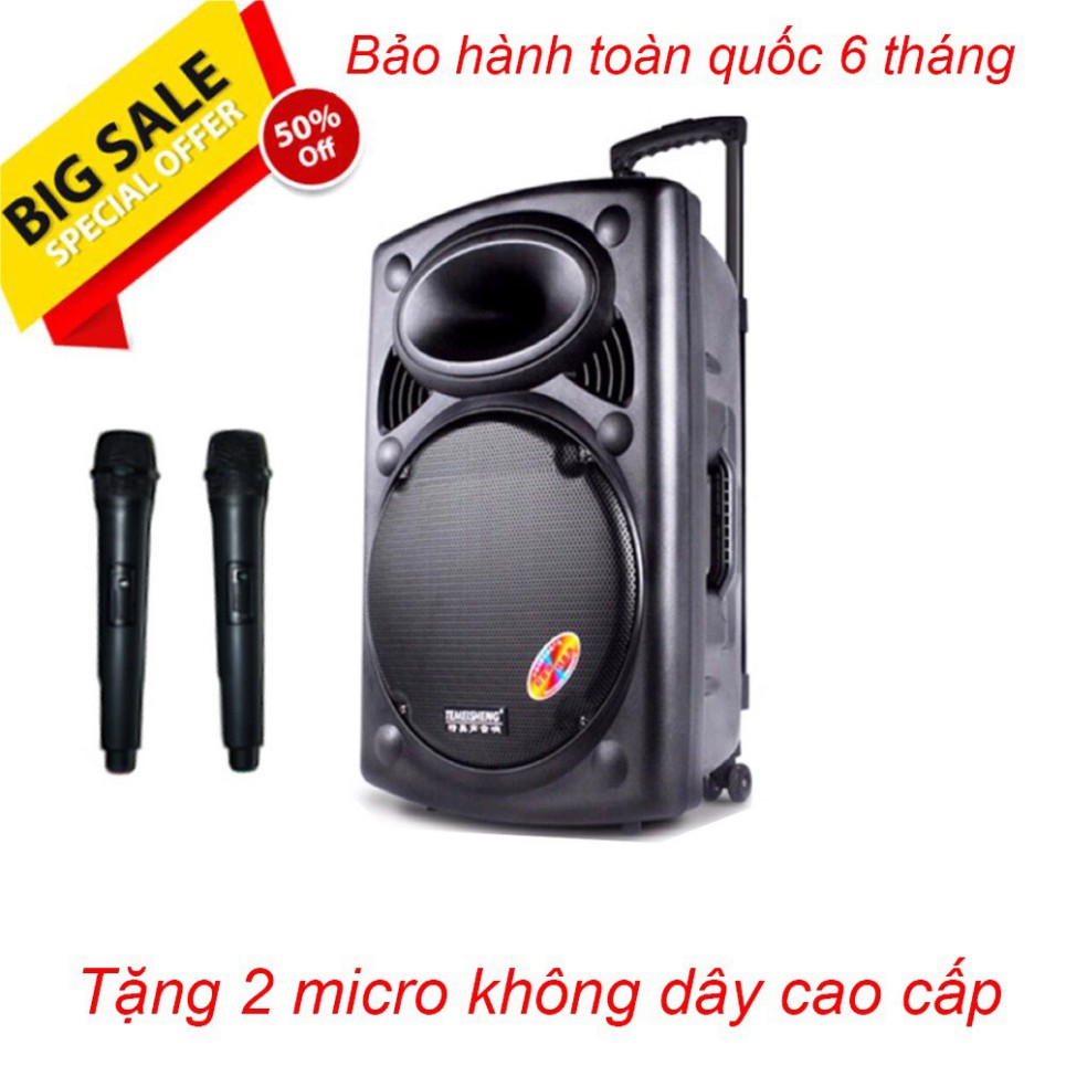 Loa Kéo Temeisheng LA-012 Bass 30, 2 Micro Không Dây Cao Cấp Hút Âm