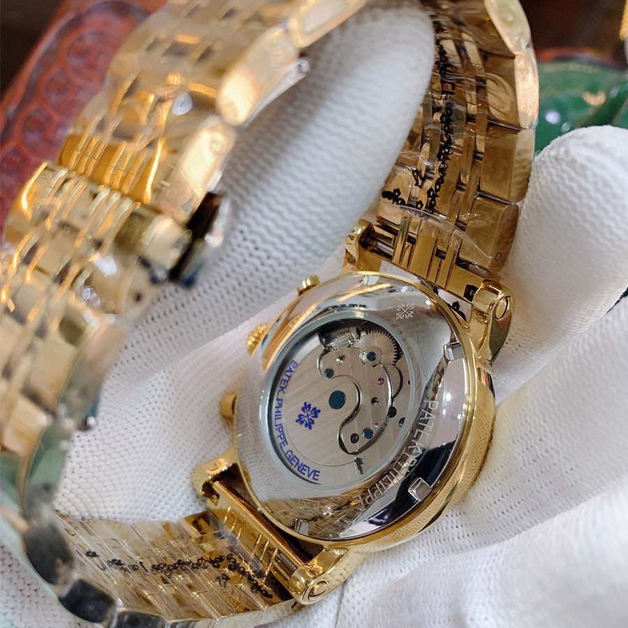 Đồng hồ Nam Patek Cơ máy nhật, mẫu 3 nút mặt trắng viền vàng , dòng cơ Automatic size 42mm | BigBuy360 - bigbuy360.vn