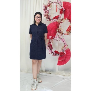 Bigsize công sở - Đầm Cổ Sơ Mi Xanh