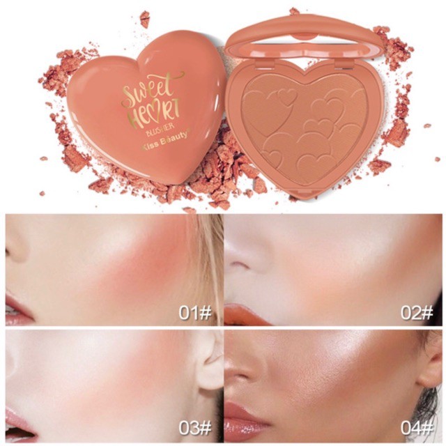 [Sale] Phấn Má HồngTông Cam Thời Thượng KISS BEAUTY  Tông Cam 1 : Cam Đào Sweet Heart Blusher | BigBuy360 - bigbuy360.vn