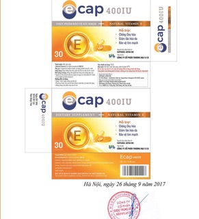 [Nhà thuốc] Viên uống vitamin E - ECAP 400iu