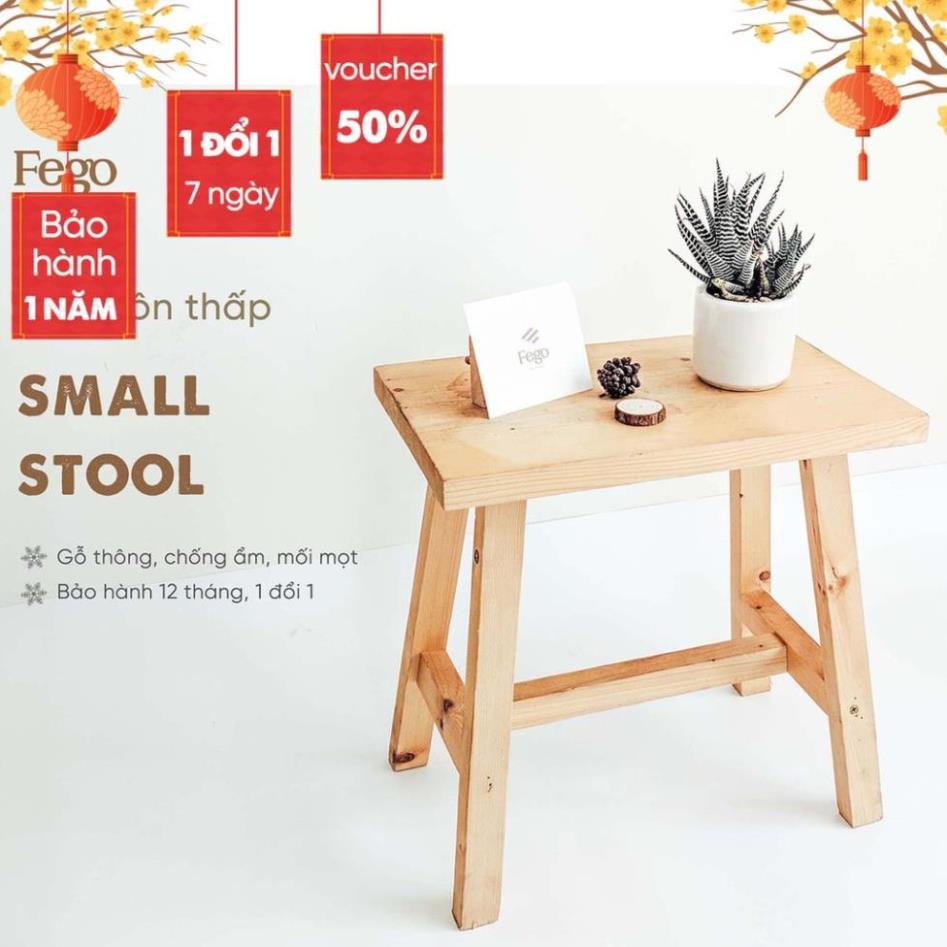 [Mã LIFEBKA5 giảm 10% tối đa 1 Triệu đơn 500k] Ghế đôn FEGO0010/ Ghế trang trí decor gỗ thông