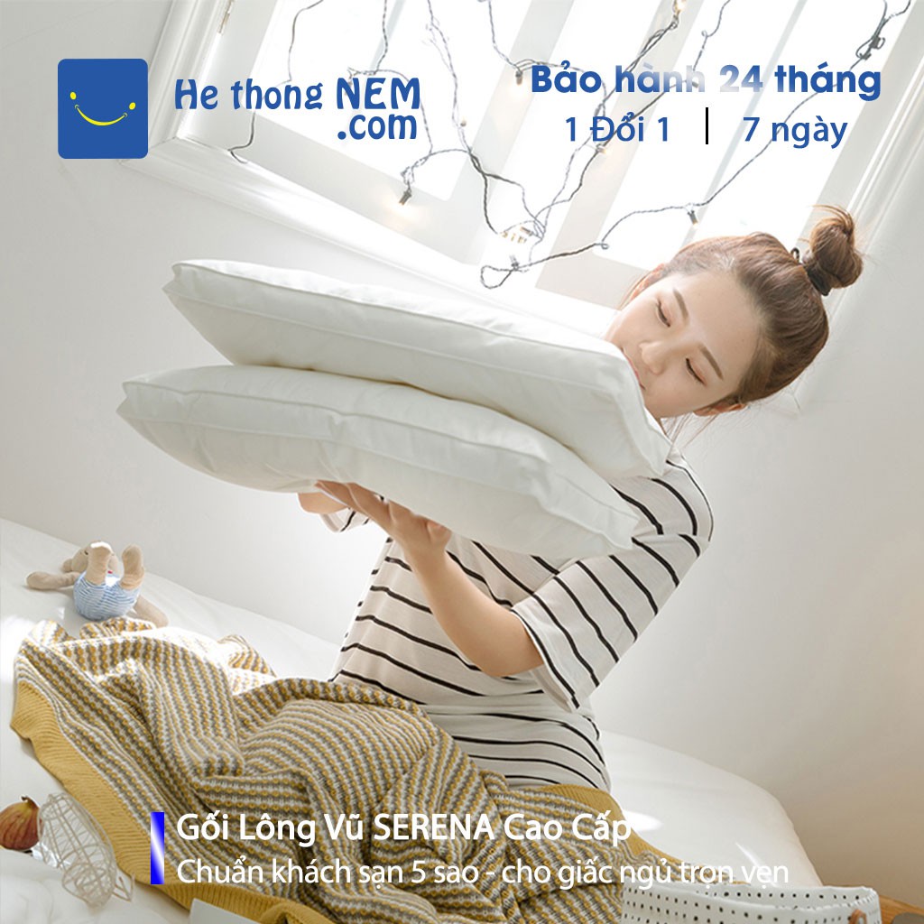 Ruột Gối Lông Vũ Nhân Tạo SERENA Cao Cấp Gối Ngủ Ngon Lông Mềm Chuẩn Khách Sạn 5 Sao