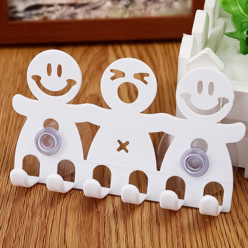 1 Giá Đỡ Bàn Chải Đánh Răng Gắn Tường Hình Mặt Cười 5 Vị Trí Tiết Kiệm Không Gian Tiện Dụng