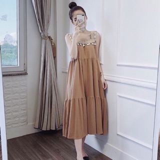 Váy 2 dây thổ cẩm đũi lụa