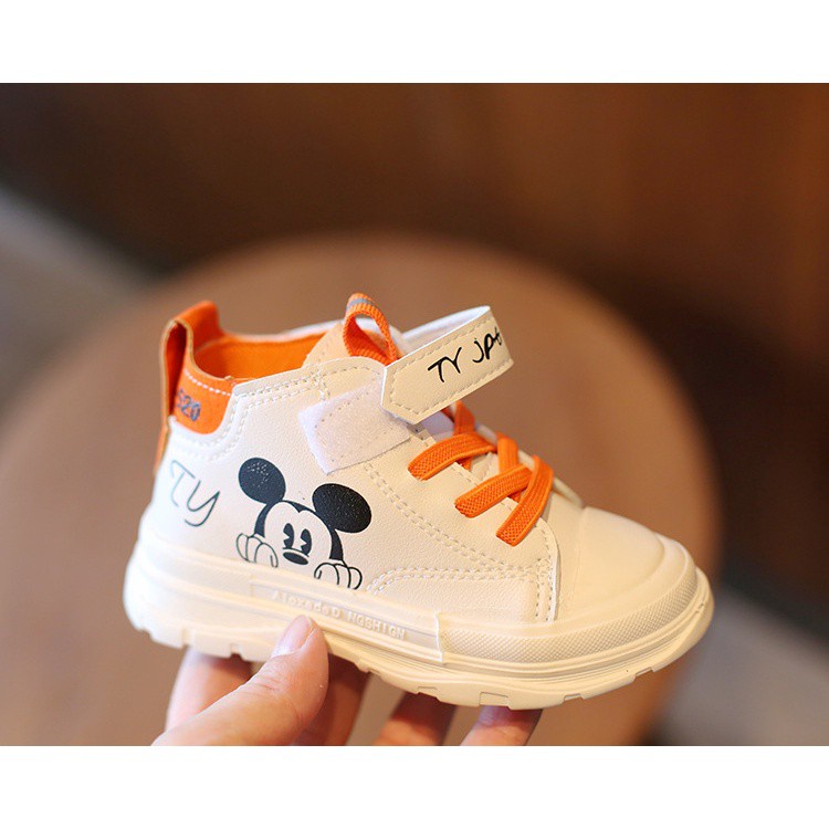 Giày thể thao cổ cao vừa in họa tiết hoạt hình size 21-30 phong cách Hàn Quốc đáng yêu dành cho trẻ em