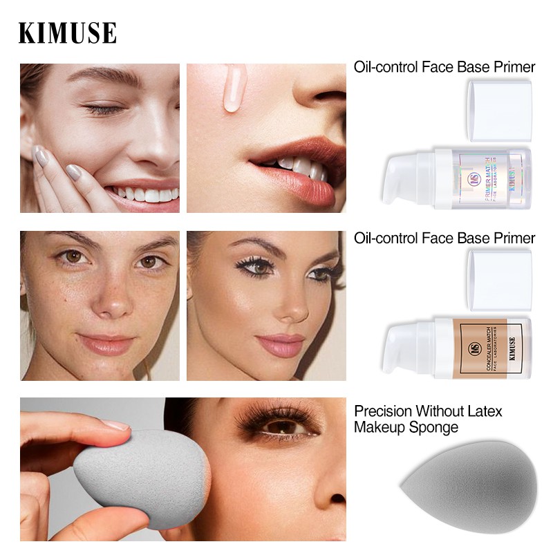 [Mã FMCGMALL - 8% đơn 250K] Set 3 Mỹ Phẩm Trang Điểm KIMUSE Gồm Kem Che Khuyết Điểm + Kem Lót + Mút Trang Điểm 60g