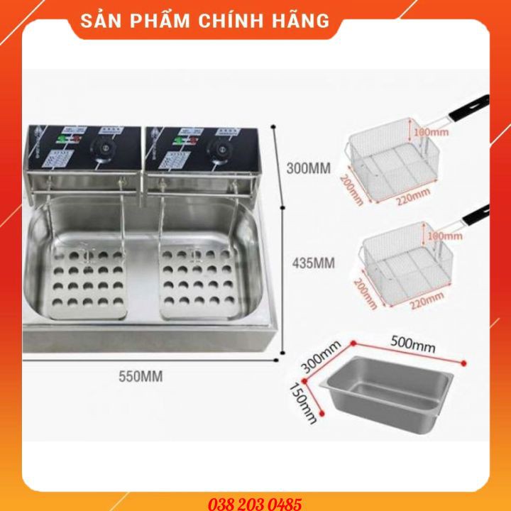 [BẢO HÀNH 1 NĂM] Bếp chiên công nghiệp, Bếp điện, bếp chiên nhúng, bếp chiên dầu đôi 2 bếp.