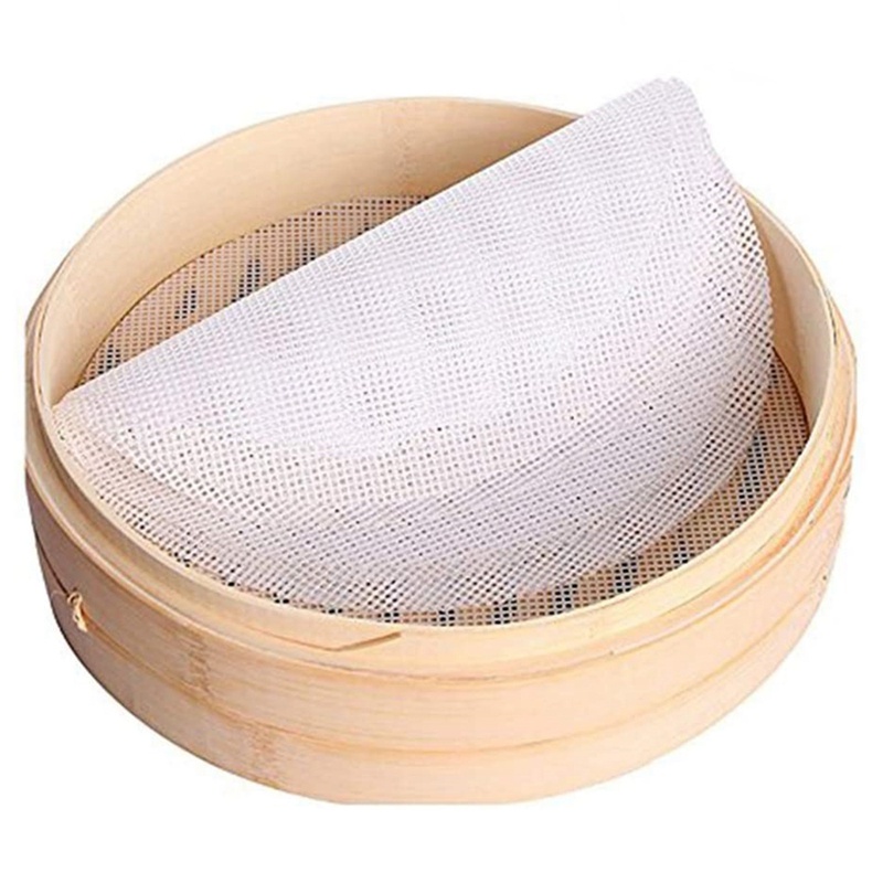 Set 5 tấm lưới lót nồi hấp bánh bao hình tròn bằng silicone chống dính có thể tái sử dụng 40cm