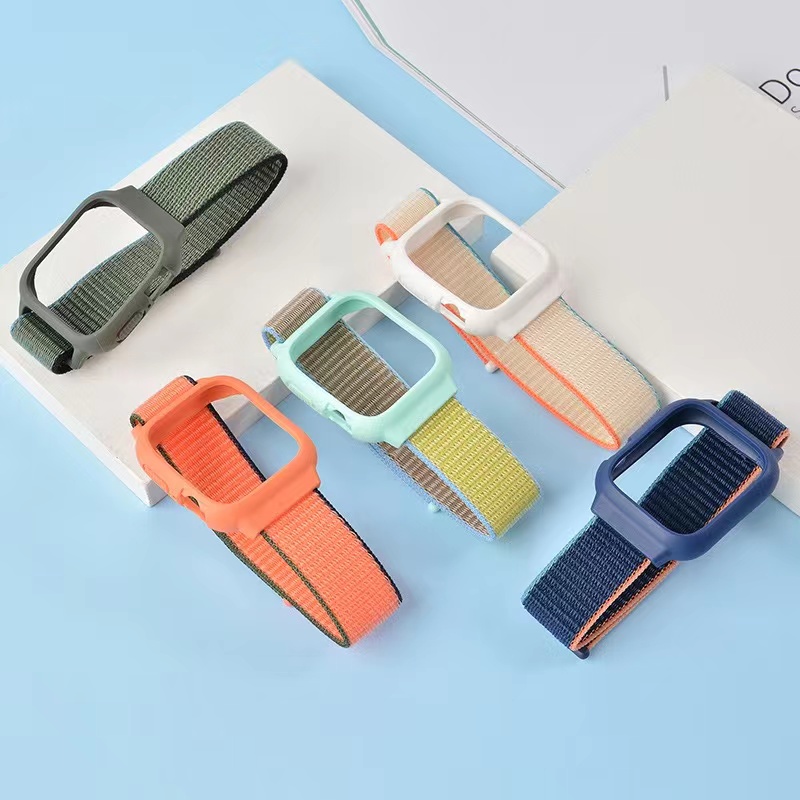Bộ Dây Đeo Nylon + Vỏ Bọc Bảo Vệ Cho Đồng Hồ Thông Minh Apple Watch 44mm 40mm iWatch band 41mm 45mm Apple Watch Serie 7 SE 6 4 3