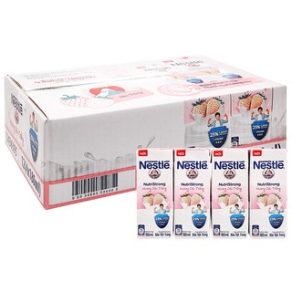 Thùng 48 hộp sữa tiệt trùng hương dâu trắng Nestlé NutriStrong 180ml