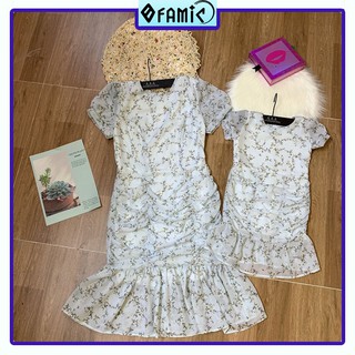 Đầm đôi mẹ và bé ❤️𝑭𝑹𝑬𝑬𝑺𝑯𝑰𝑷❤️ Giảm 5K khi nhập mã [ VAY NU ] ❤️ Đầm Mẹ Và Bé Nhún Bèo Hoa Nhí Xanh Xinh Xắn