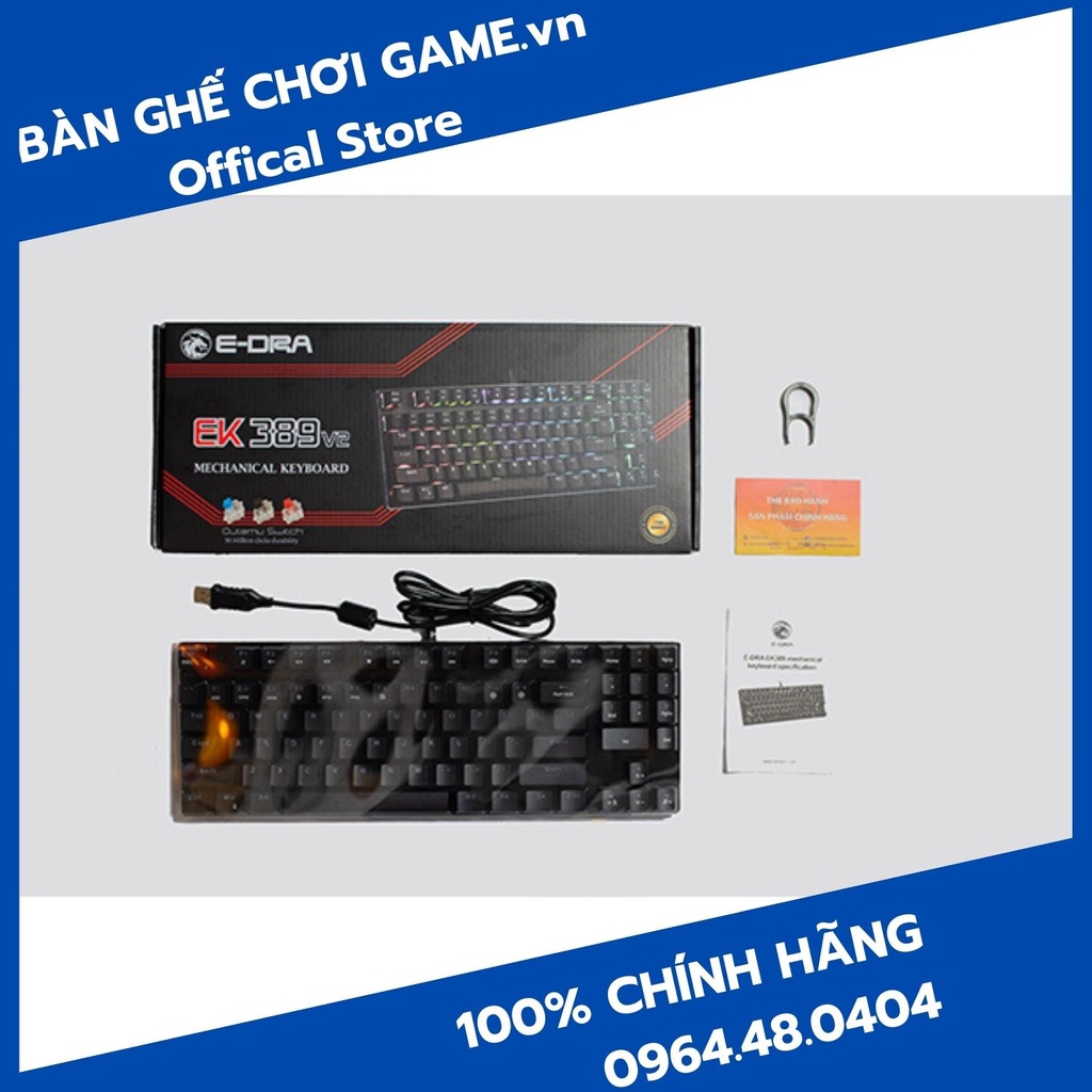 Bàn phím cơ E-Dra EK389 v2 Outemu Switch (Blue / Brown / Red) - Hàng chính hãng