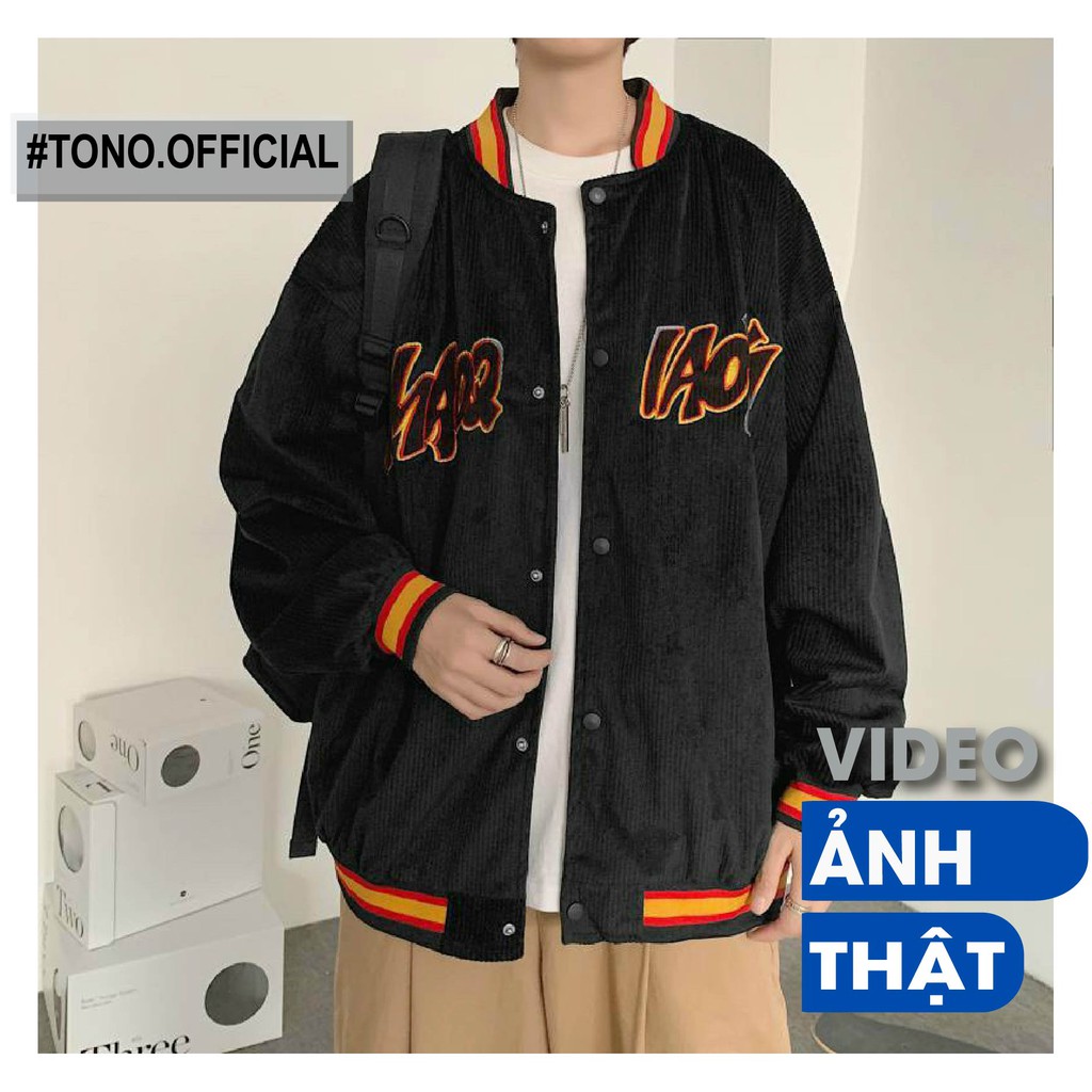 áo khoác bomber chất nhung dày dặn áo khoác bóng chày dành cho nam nữ form rộng phong cách ulzzang VN03