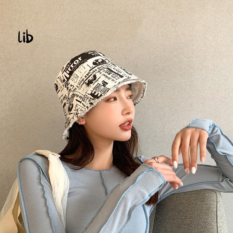 [new arrival] Bucket Hat Spring Summer Ladies Fashion Print Hat Sunscreen Street Style Dome Cap With Rough Selvedge