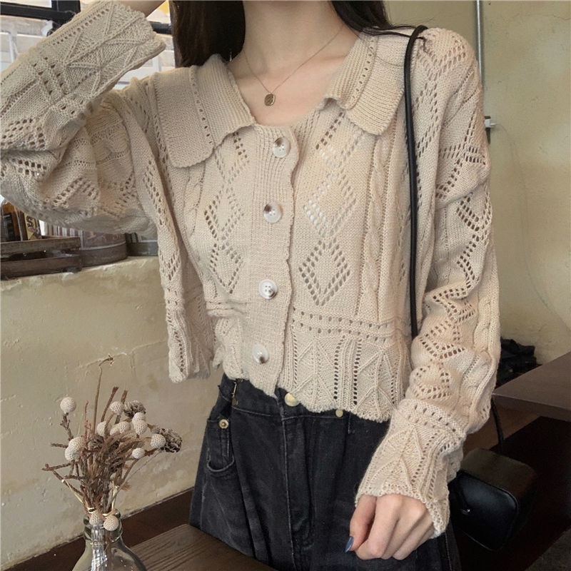 Áo khoác cardigan dệt kim tay dài dáng rộng phong cách retro thời trang dành cho nữ