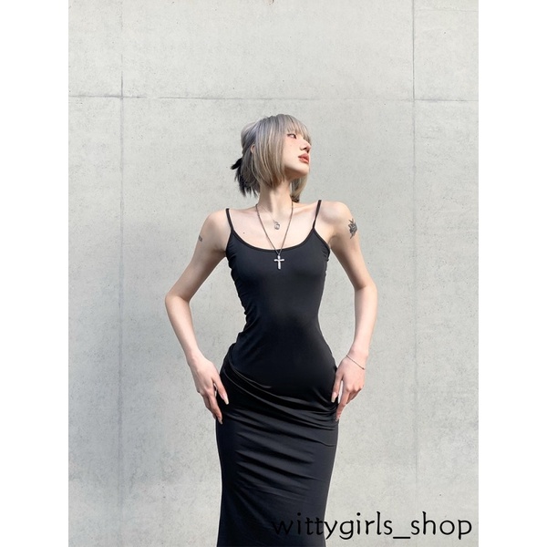 Wittygirls_ Shop | Đầm Hai Dây Màu Sắc Đơn Giản Quyến Rũ Cho Nữ