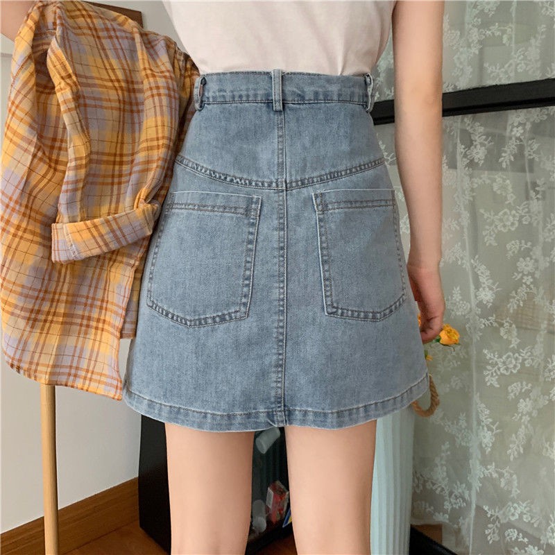 Chân váy bò nữ ngắn dáng chữ A thắt nơ xinh siêu xinh, Chân váy jeans ulzzang nơ túi hộp có quần trong