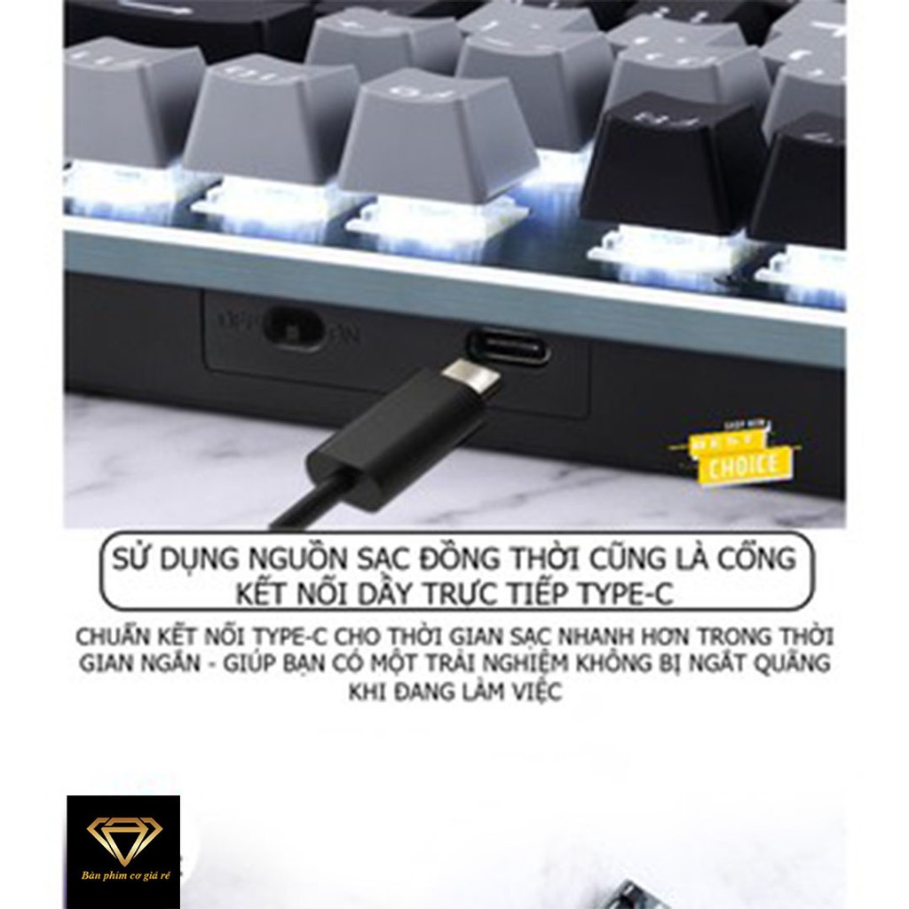 Bàn phím CƠ Bluetooth Không Dây Pin Sạc K950 LED đẹp, phím blue switch cho máy tính pc laptop, điện thoại, máy tính bảng | BigBuy360 - bigbuy360.vn