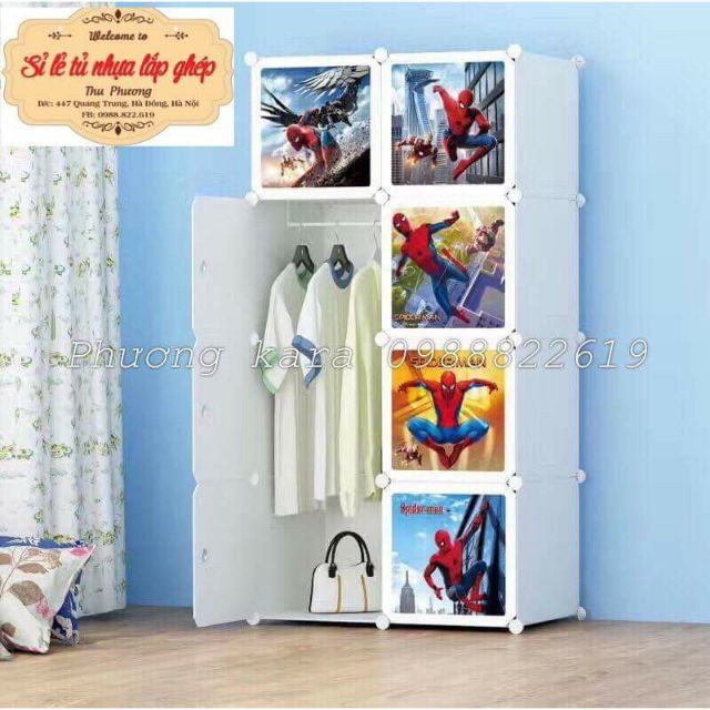 Tủ nhựa lắp ghép 8 ô sâu 47cm. TẶNG KÈM MÓC TREO và dụng cụ lắp đặt đầy đủ