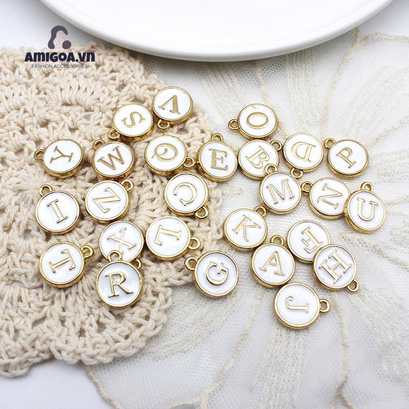 ✨✨1 Mặt Dây Chuyền Hợp Kim Hai Mặt Hình Chữ Cái DIY