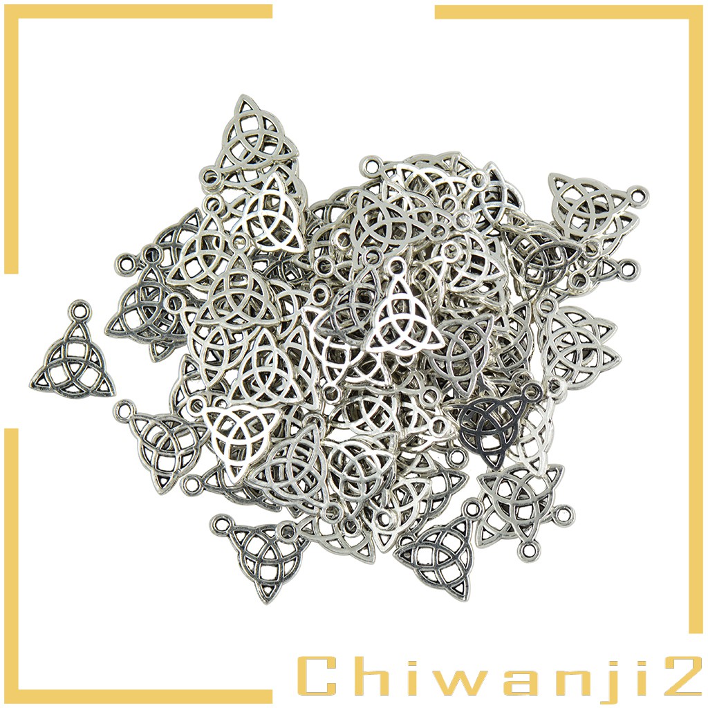 [Chiwanji2] 50 Mặt Dây Chuyền Bạc Tây Tạng Thắt Nút 15X17Mm