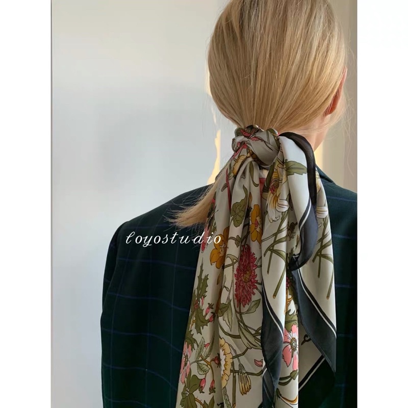 Khăn lụa vuông 70x70 turban quàng cổ áo khăn yếm bandana thời trang đội đầu - Maben